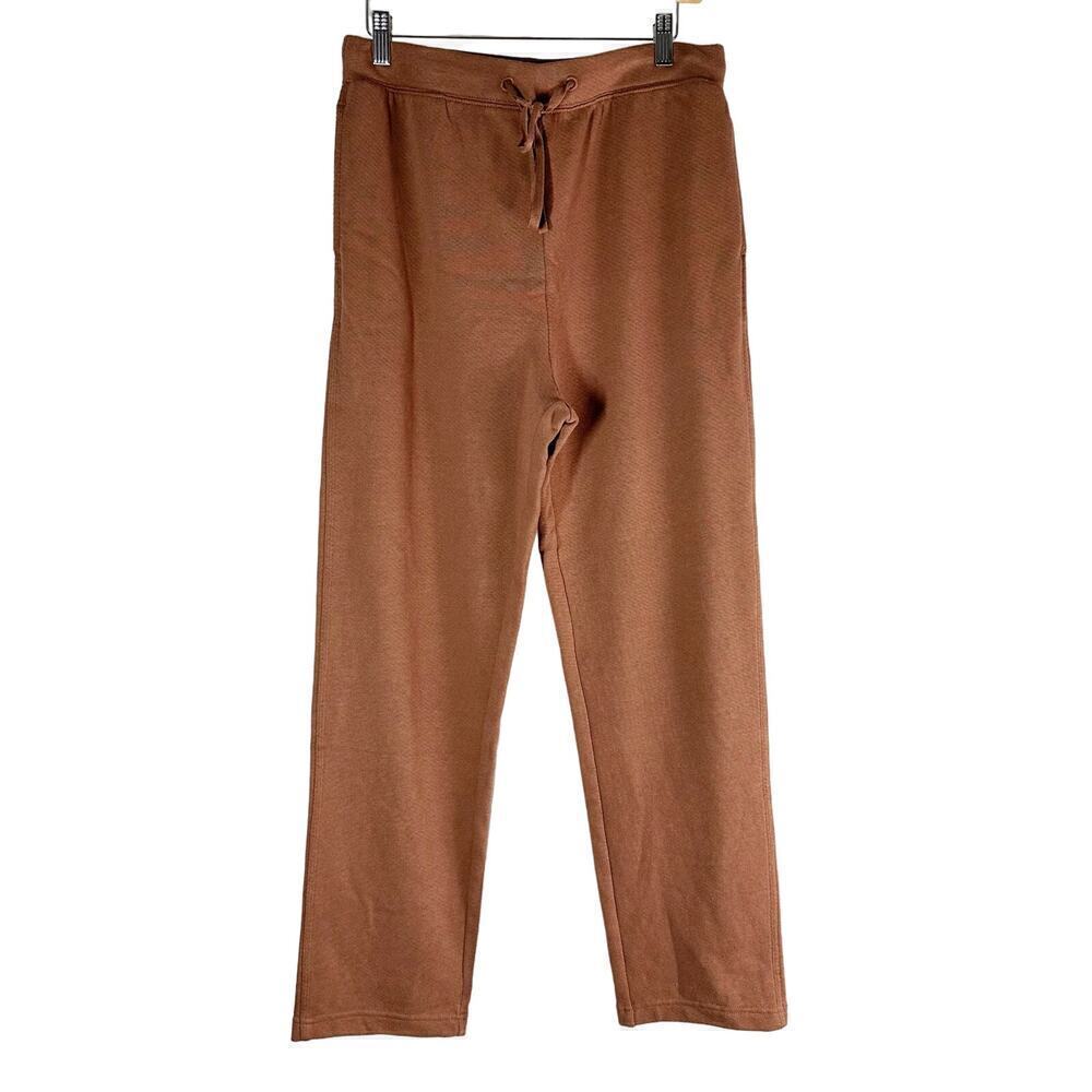 Caslon Straight Leg French Terry Pants Neutral Brown Mink Size Medium